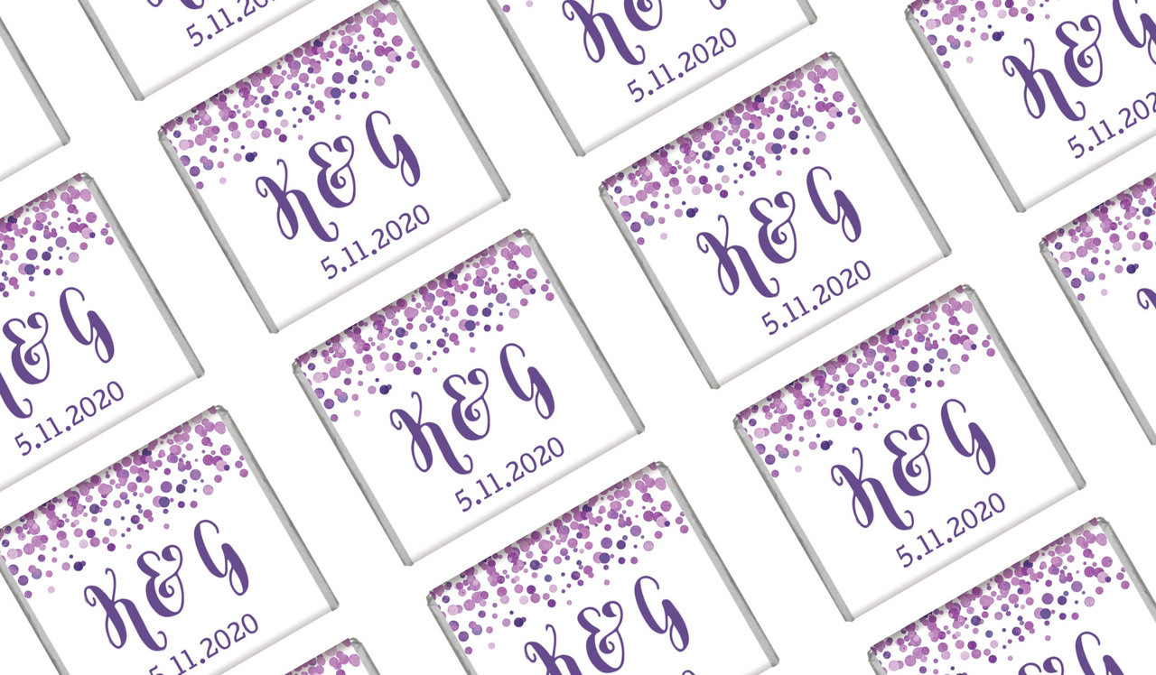Purple Confetti Wedding Mini Chocolates