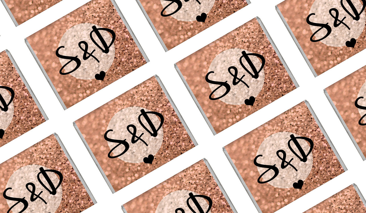 Glitter Rose Gold Wedding Mini Chocolates