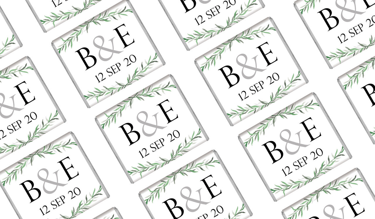 Green Branches Wedding Mini Chocolates
