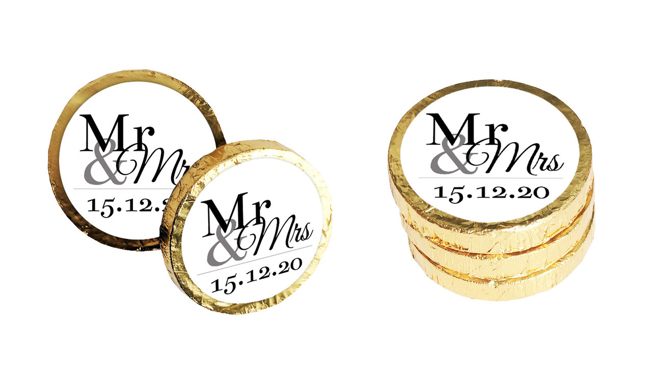 Mr & Mrs Announcement Personalised Chocolate Coins