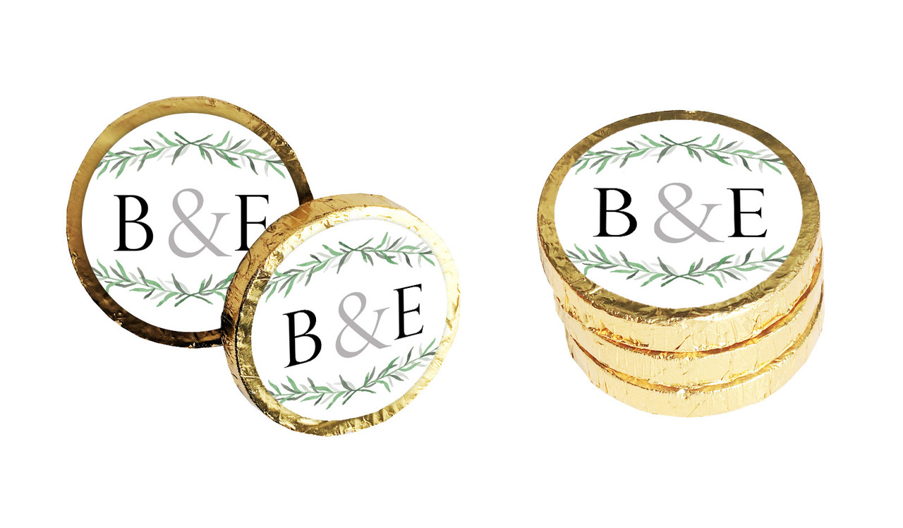 Green Branches Personalised Chocolate Coins