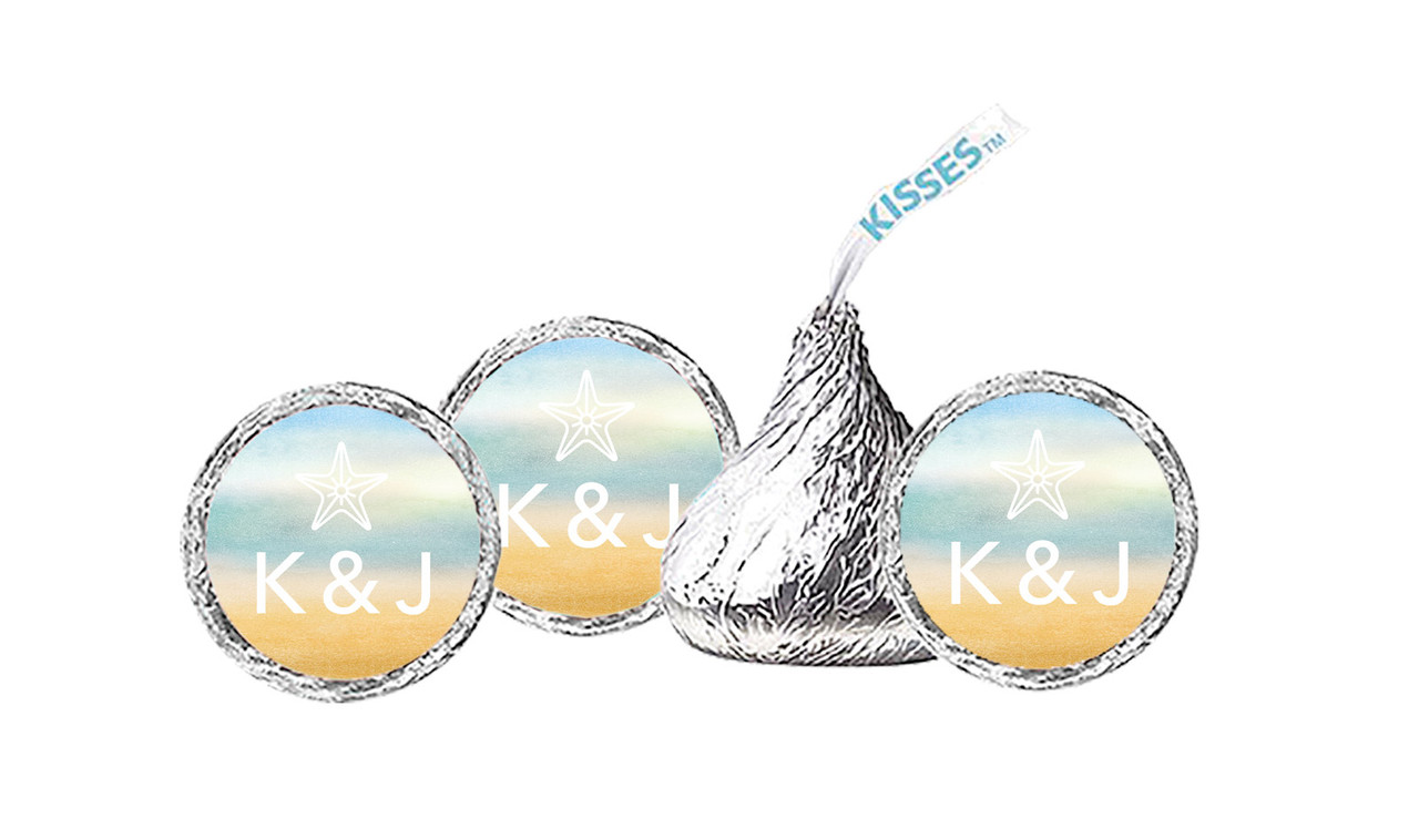 Beach Watercolour Personalised Hersheys Kisses