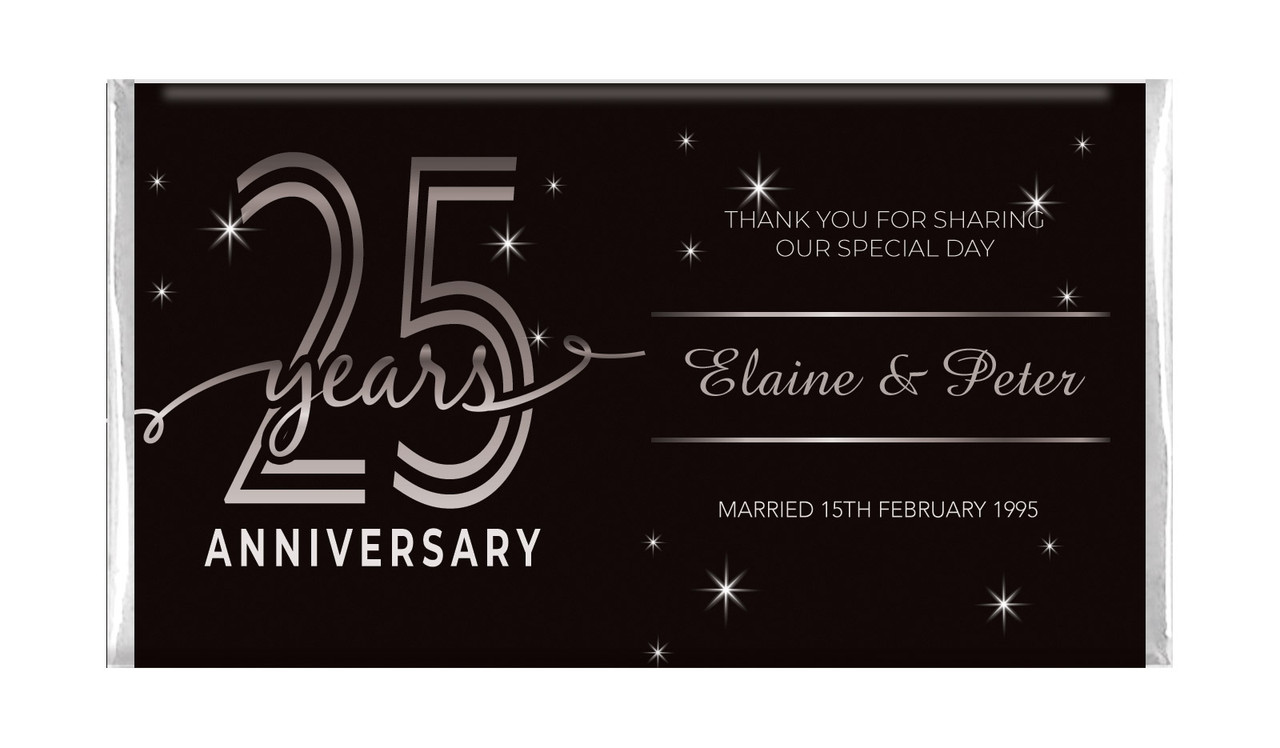 Big Number In Silver Wedding Anniversary Chocolates