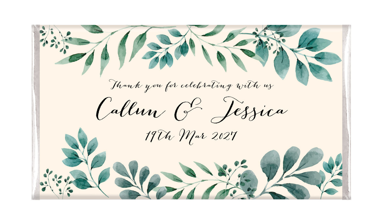 Branches On Cream Personalised Wedding Chocolate Bars