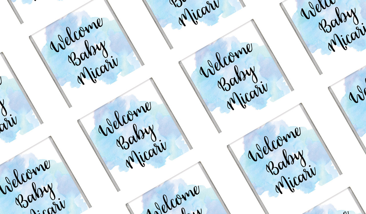 A Splash Of Watercolour Blue Birth Announcement Mini Chocolates