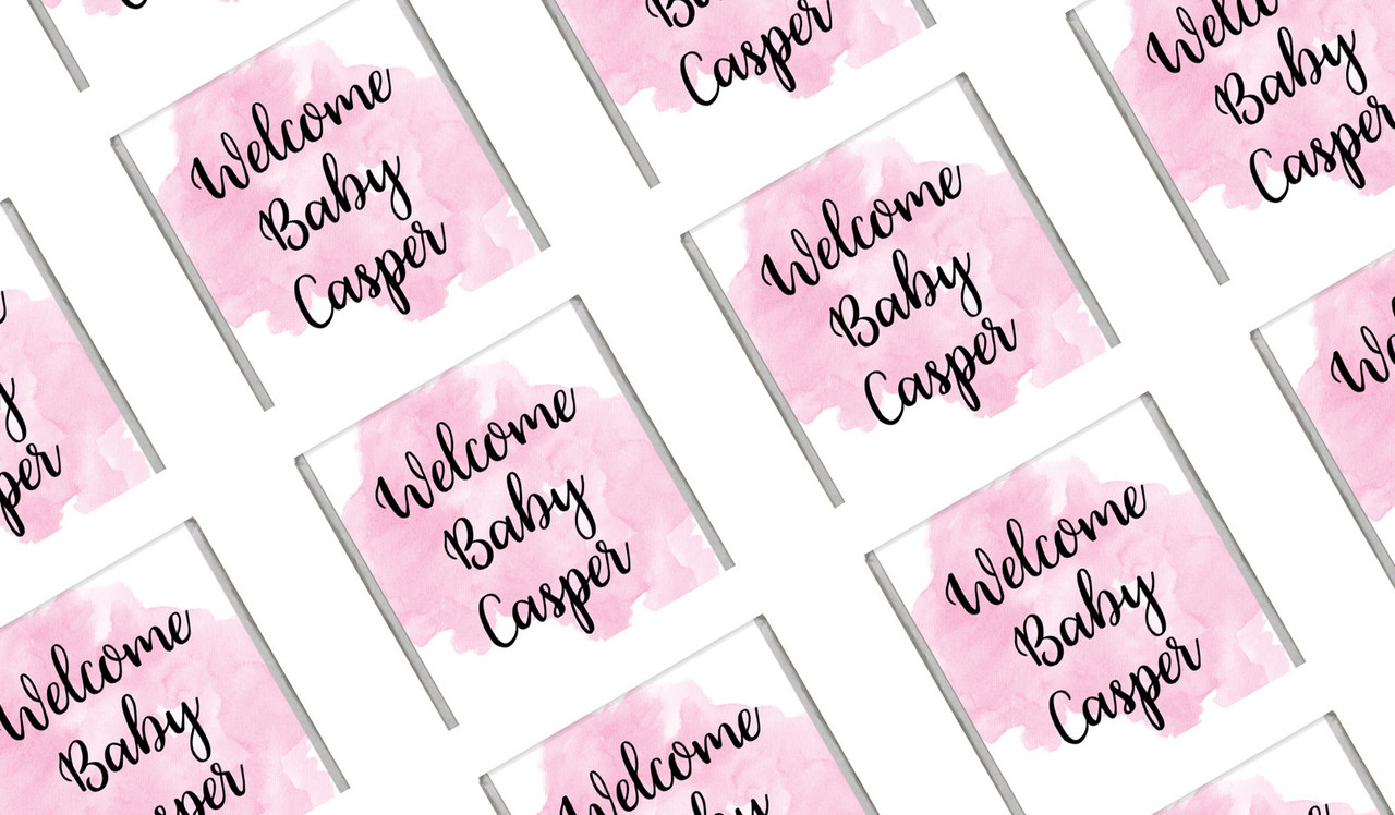 A Splash Of Watercolour Pink Birth Announcement Mini Chocolates