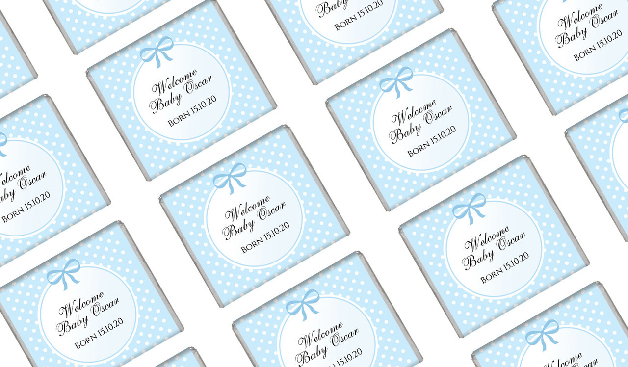 Polkadots In Blue Birth Announcement Mini Chocolates