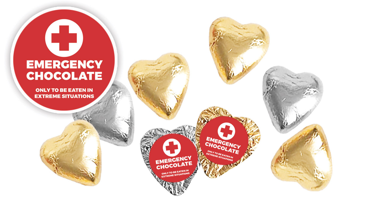 Emergency Chocolate Personalised Foil Chocolate Hearts