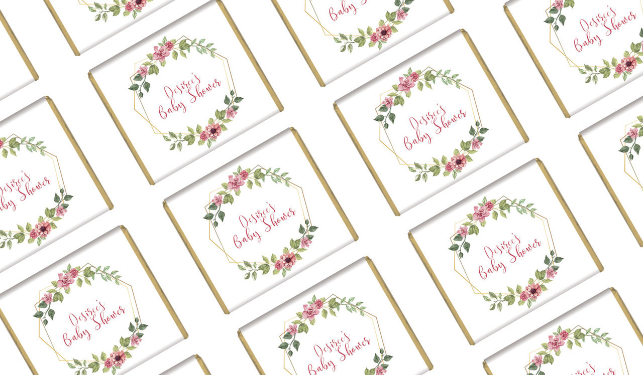 Floral Hexagons Custom Baby Shower Mini Chocolates