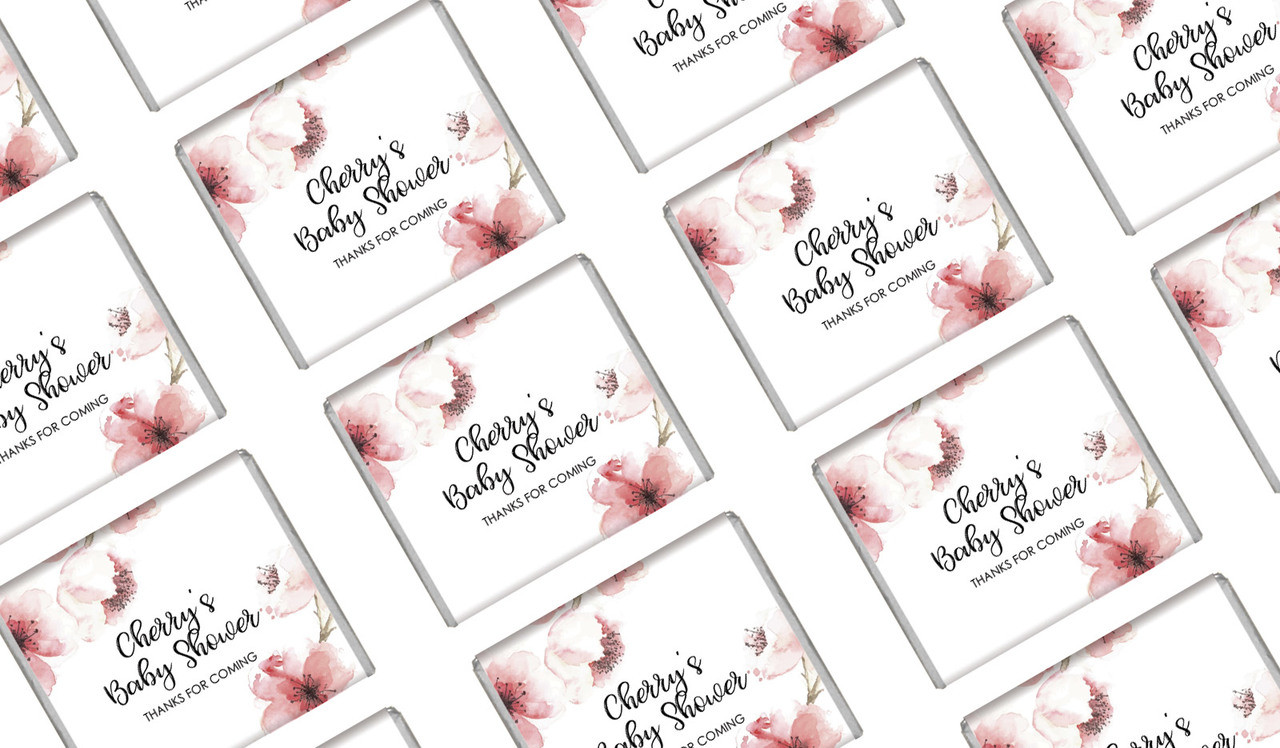 Cherry Blossoms Custom Baby Shower Mini Chocolates