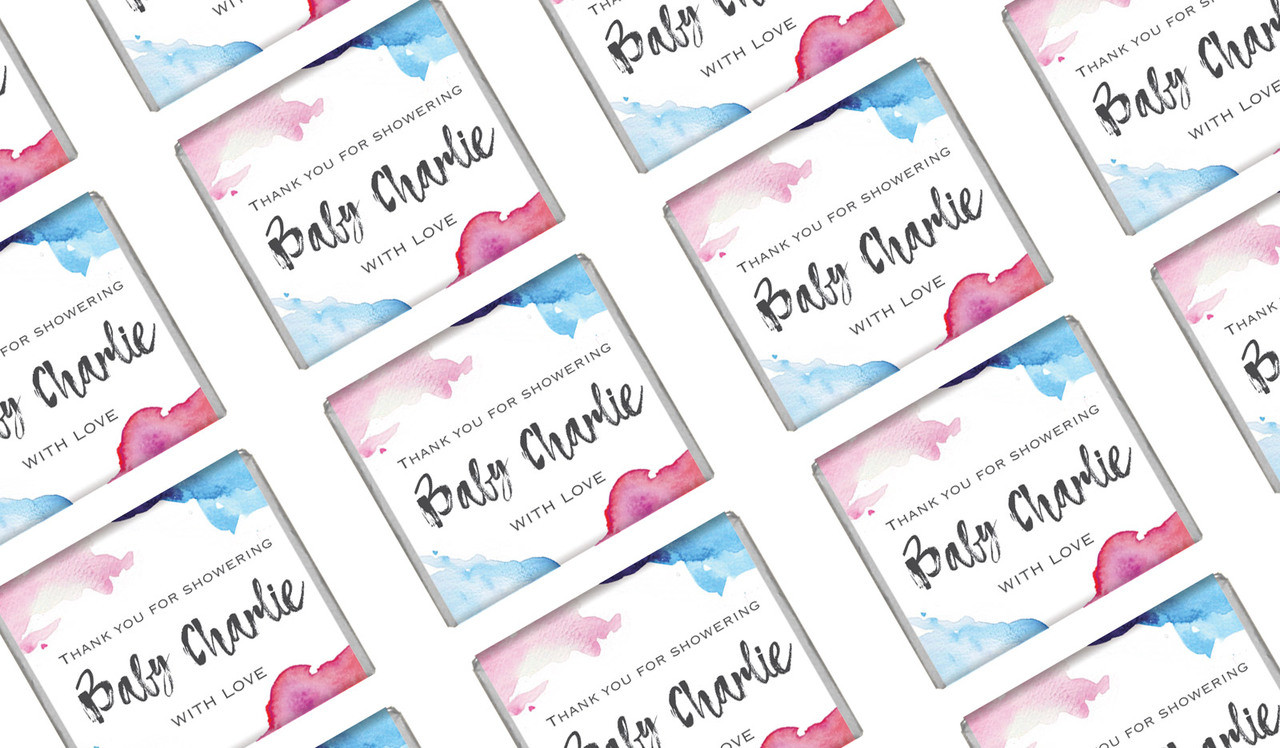 Mixed Watercolour Custom Baby Shower Mini Chocolates