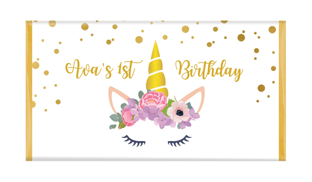A Pretty Unicorn Personalised Birthday Chocolate