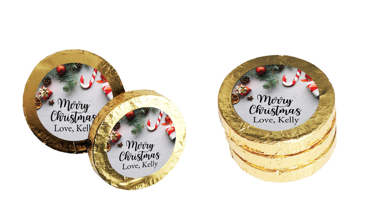 Christmas Background Personalised Chocolate Coins