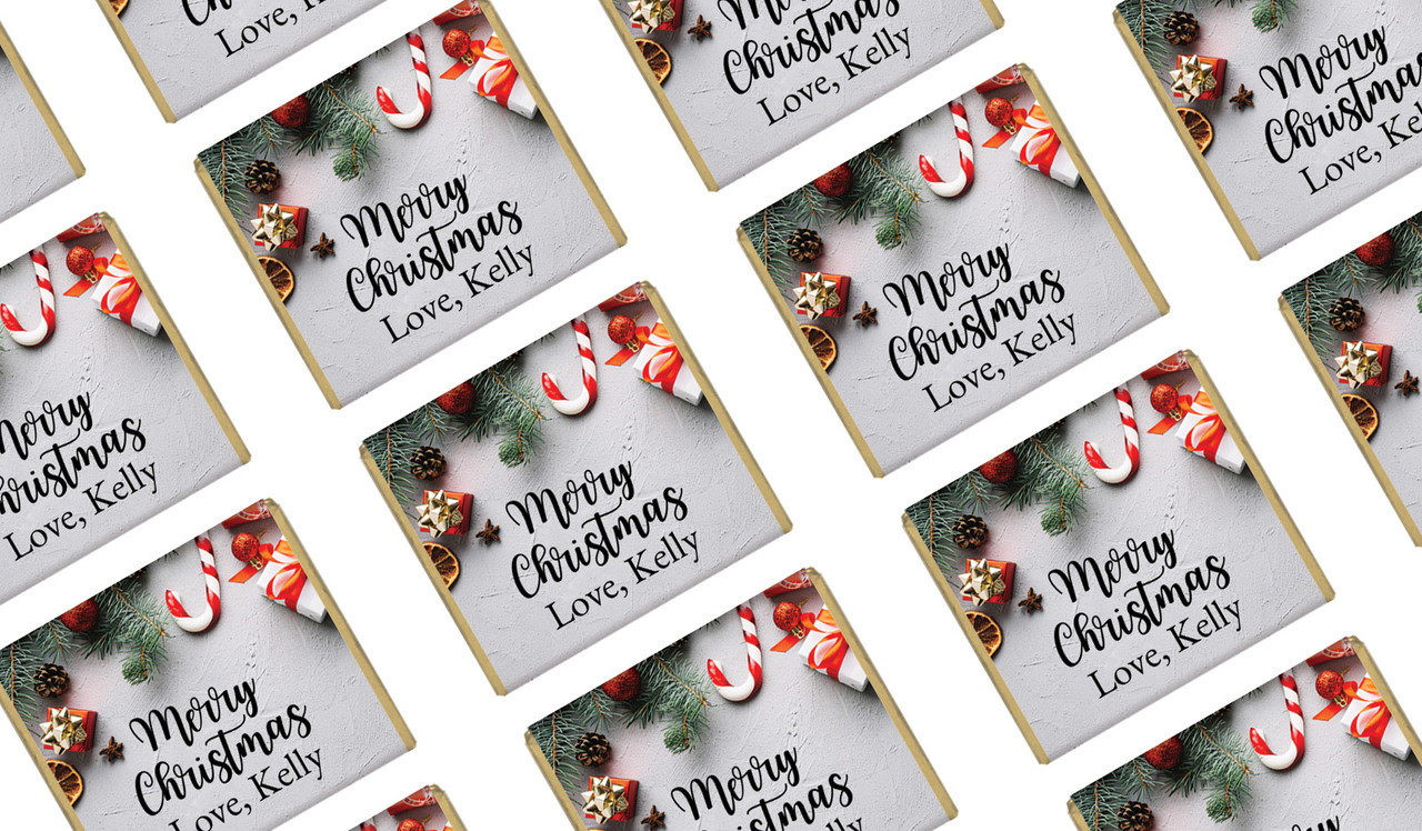 Christmas Background Personalised Mini Chocolates