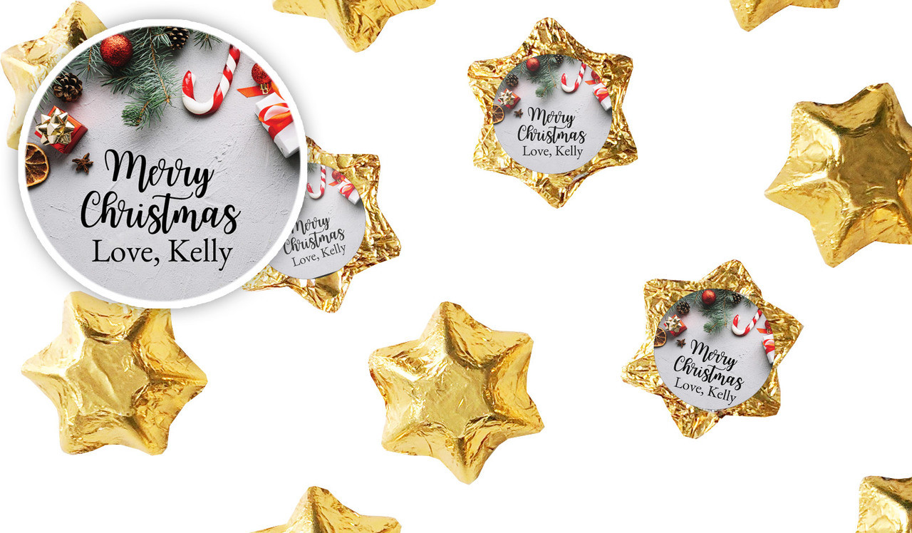 Christmas Background Personalised Chocolate Stars