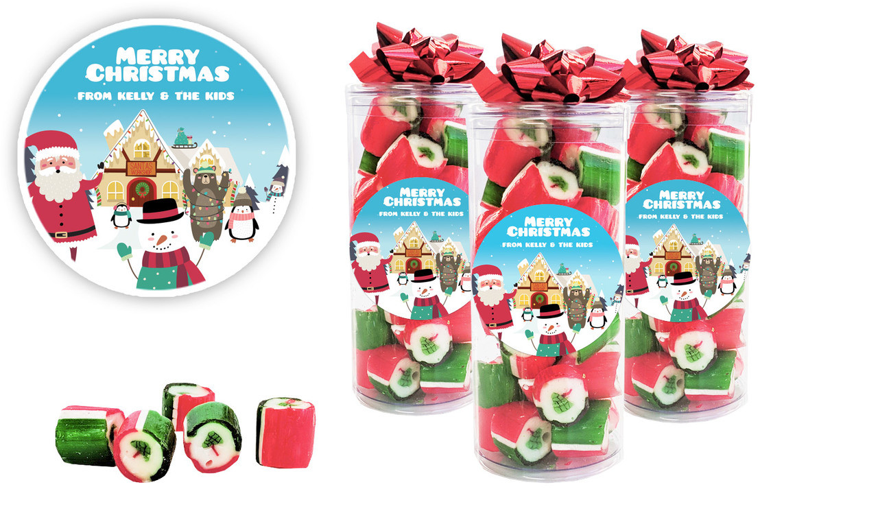 At The North Pole Custom Christmas Rock Candy Tube
