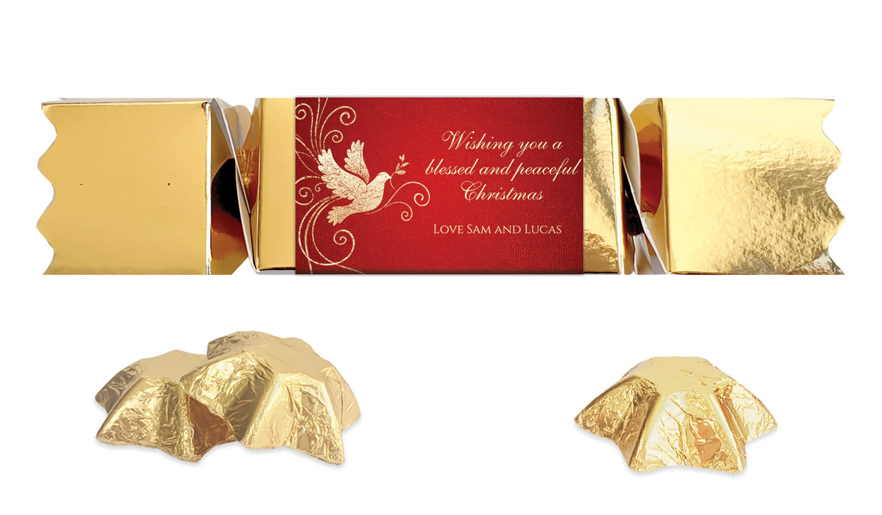 Dove In Gold Personalised Christmas Bon Bon