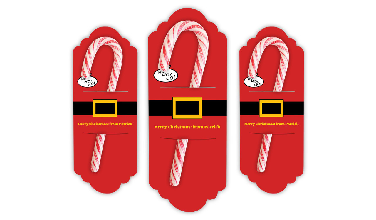 Santa Belt Personalised Candy Cane Card