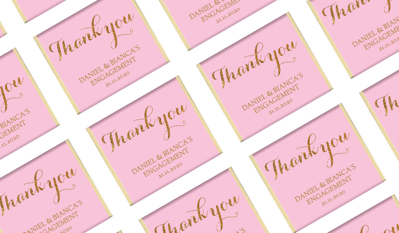 Golden Thank You Personalised Engagement Mini Chocolates