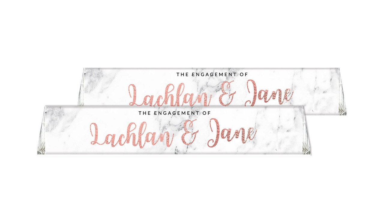 Marble And Rose Gold Custom Toblerone Engagement Chocolates 50g