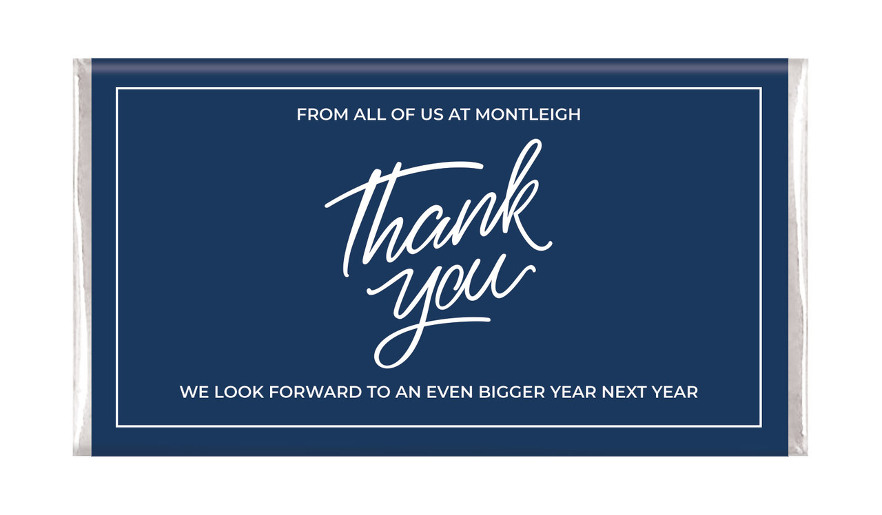 Navy Blue Thank You Personalised Chocolate Bar