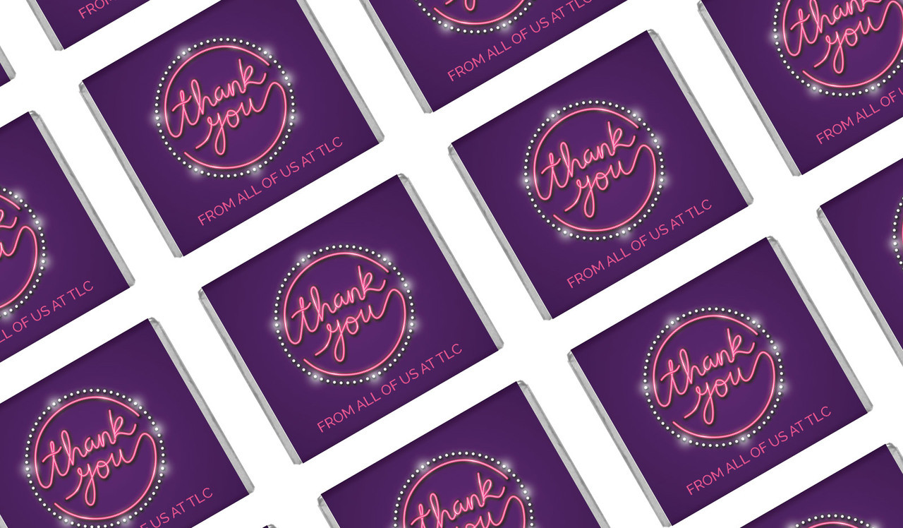Neon Sign Personalised Thank You Mini Chocolates