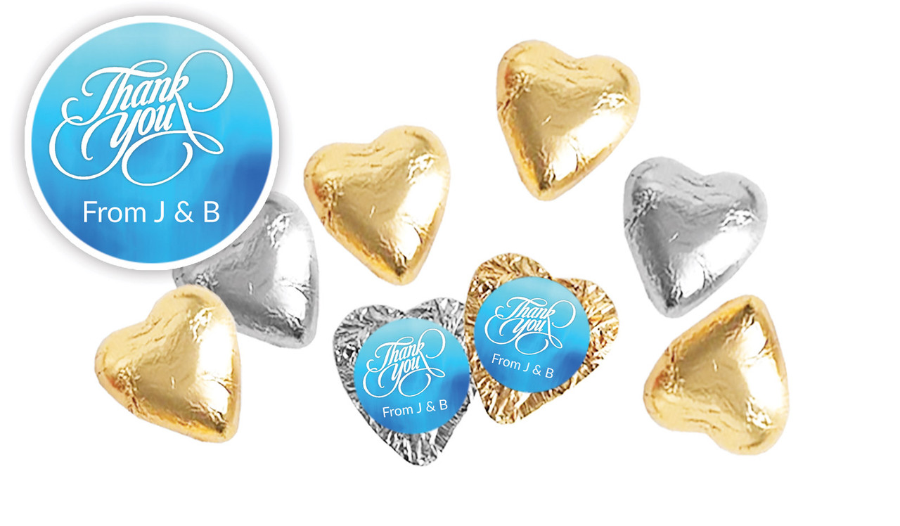 Cursive Personalised Thank You Chocolate Hearts