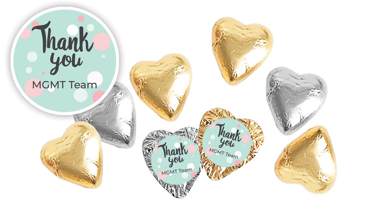 Dots Personalised Thank You Chocolate Hearts