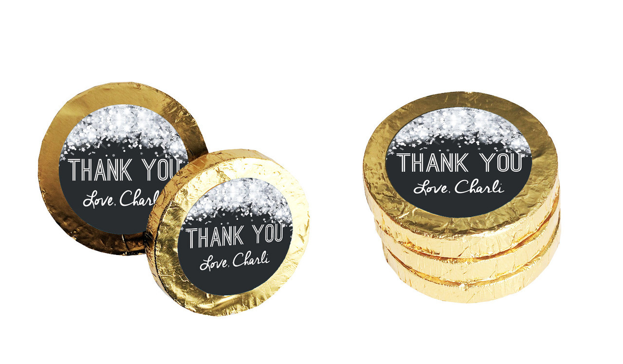 Confetti In Silver Personalised Thank You Chocolate Coins