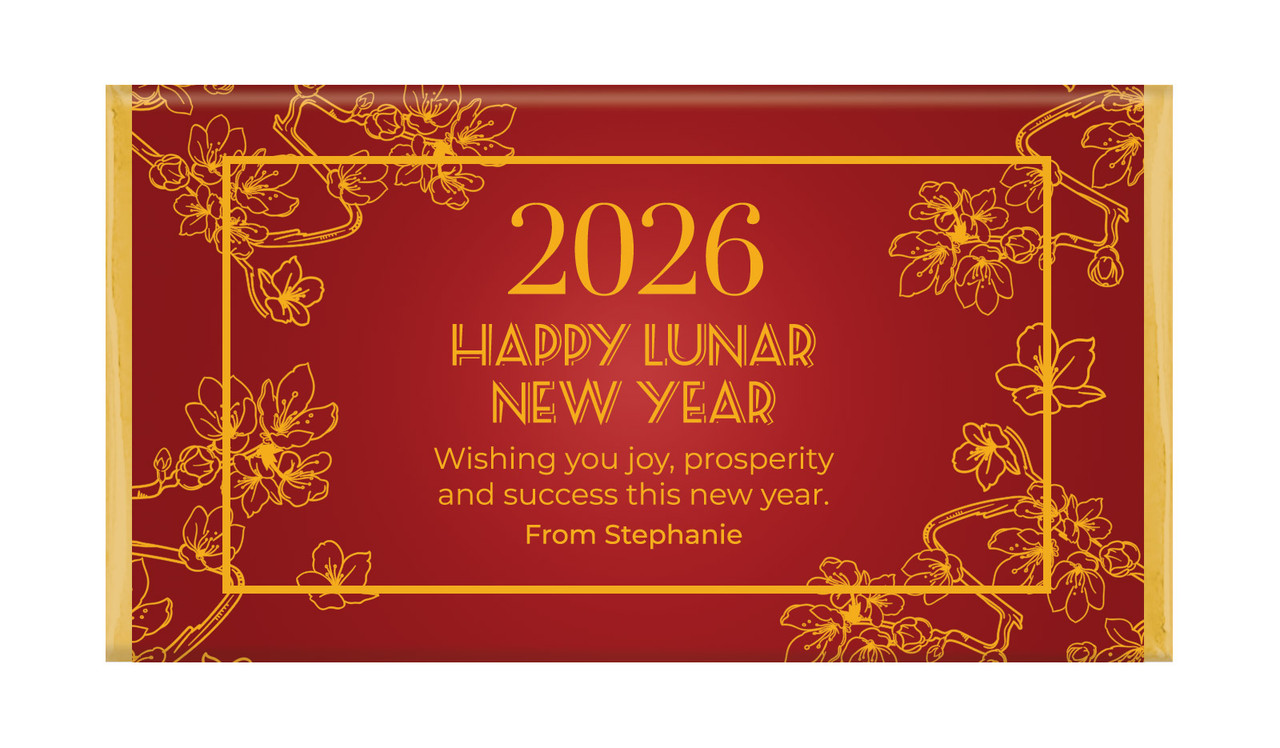 Cherry Blossoms Chinese New Year Personalised Chocolate Bar