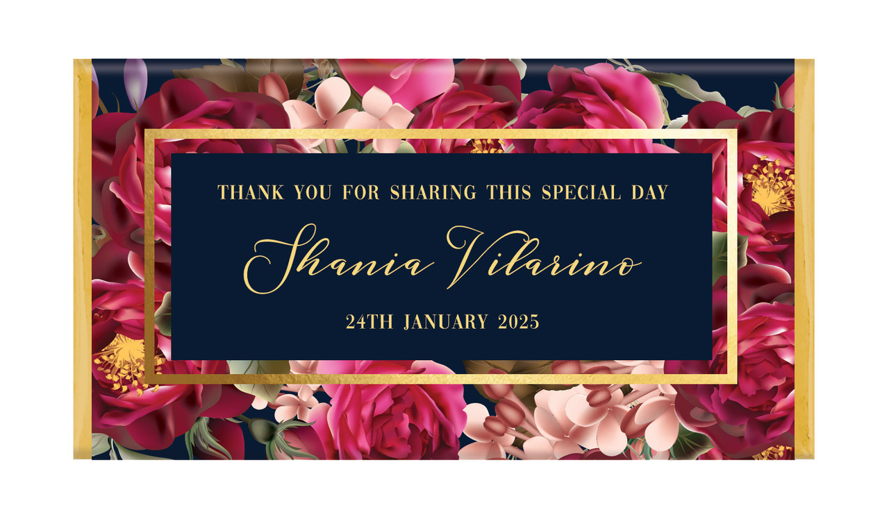 Bold Floral Personalised Wedding Chocolate Bars
