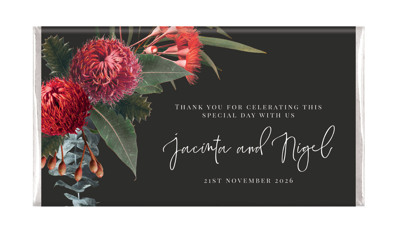Wildflowers Dark Personalised Wedding Chocolate Bars