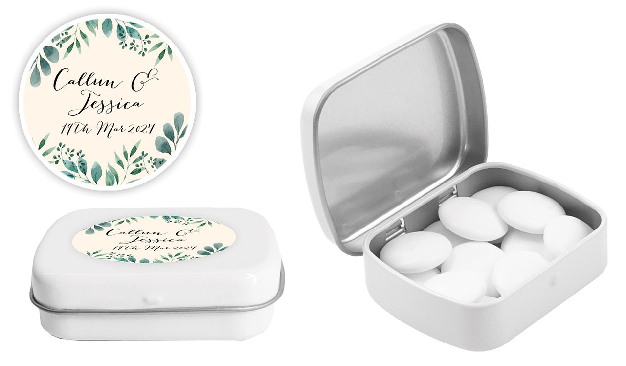 Branches On Cream Wedding Personalised Mint Tin
