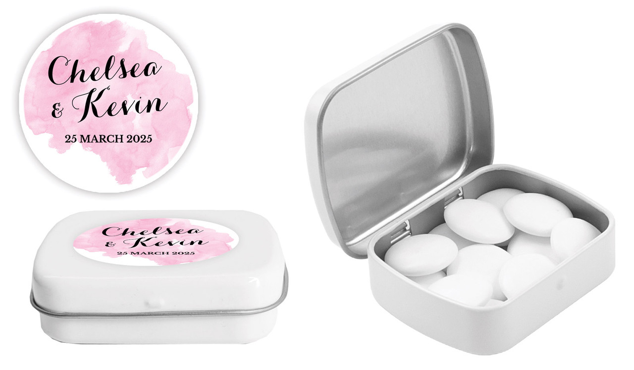 A Splash Of Watercolour Wedding Personalised Mint Tin