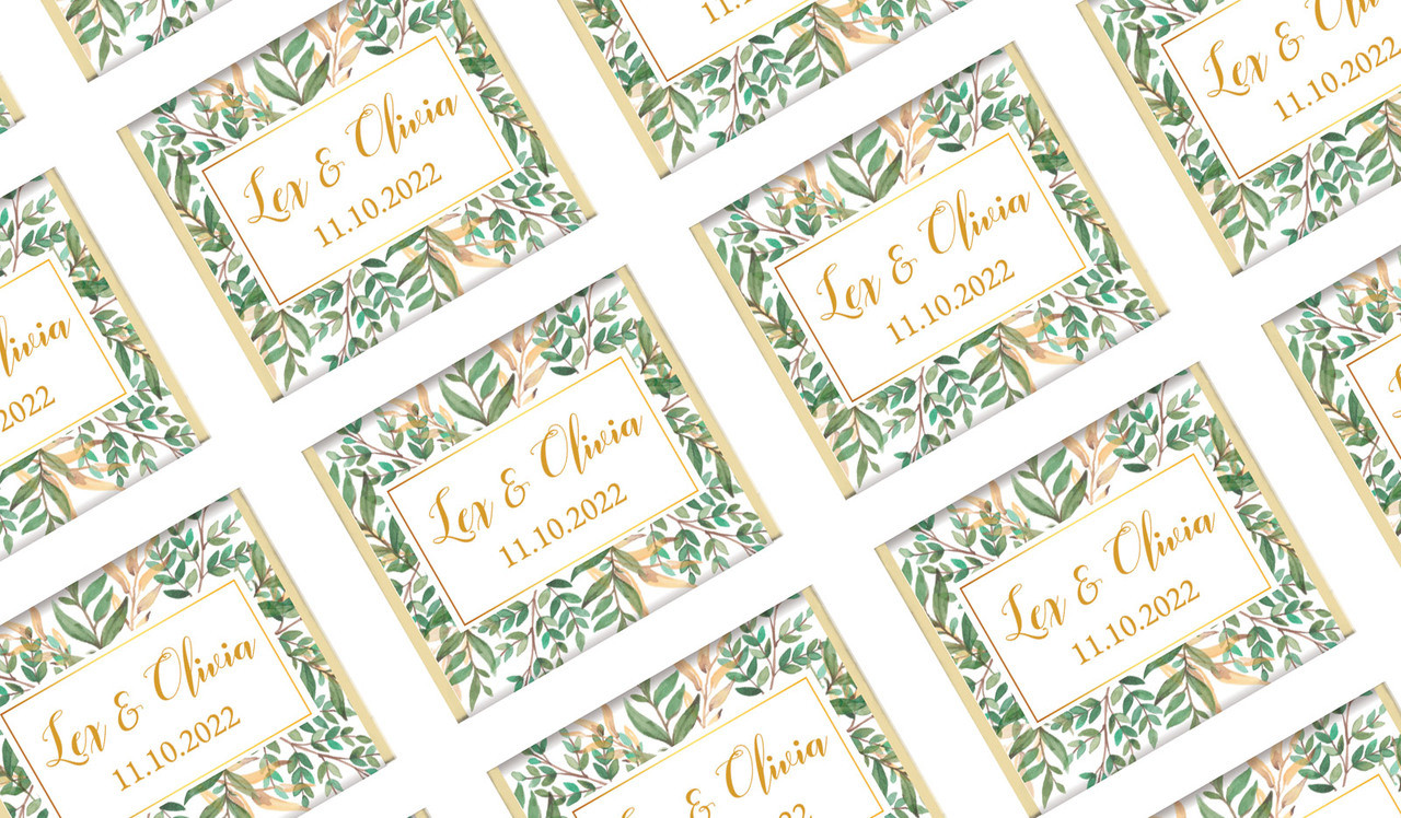 Leaves on Gold Personalised Mini Chocolates
