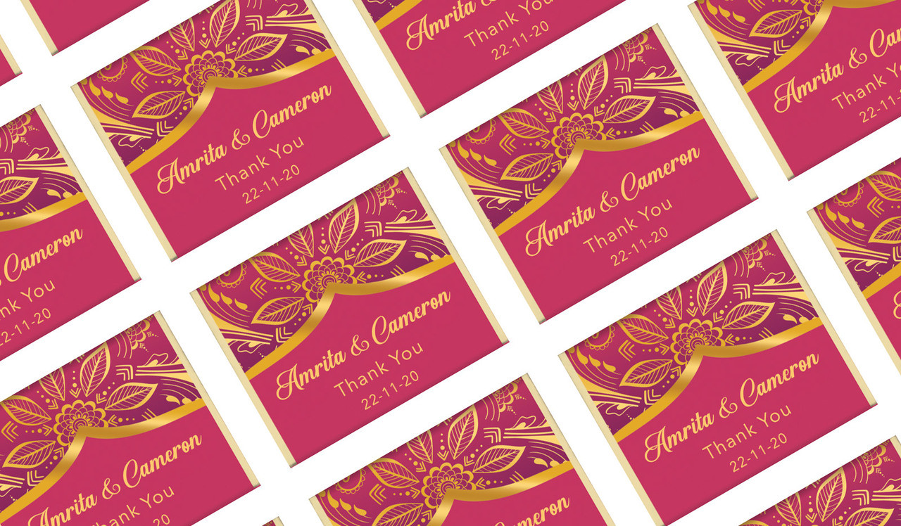 Regal Pink And Gold Personalised Mini Chocolates