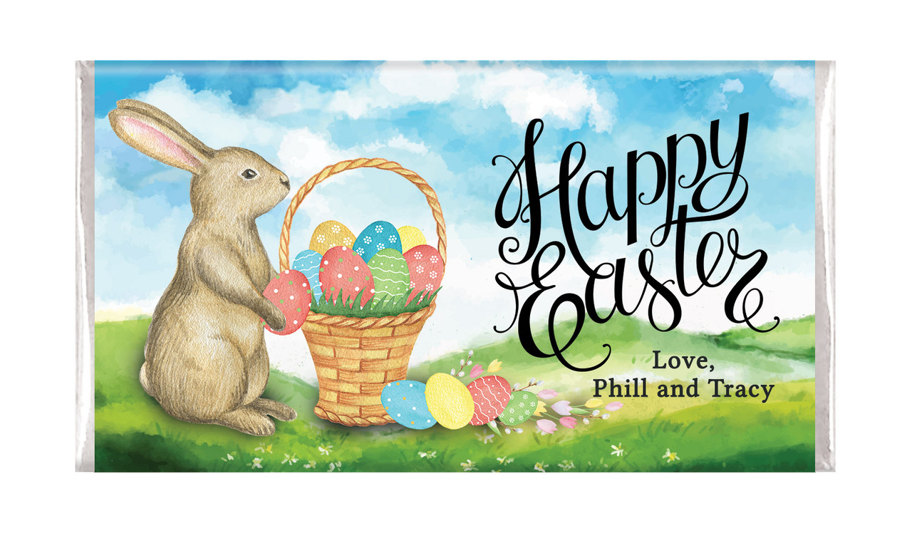 Bunny And Basket Personalised Easter Chocolates