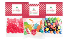 Red Polkadot Christmas Personalised Lolly Bag With Topper