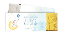Elephant Moon Blue Baby Shower Personalised Chocolate Bar In A Box