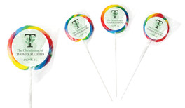 Monogram Green Custom Christening Lollipop