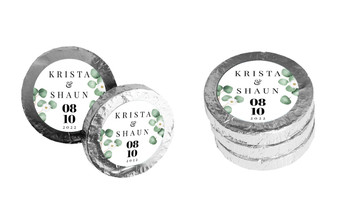 Eucalyptus Custom Wedding Chocolate Coins