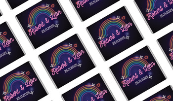 Neon Rainbow Wedding Personalised Mini Chocolates