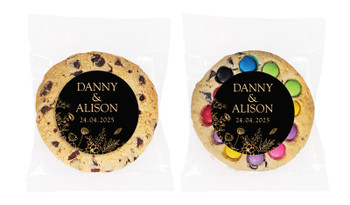 Flowers On Black Personalised Wedding Cookie
