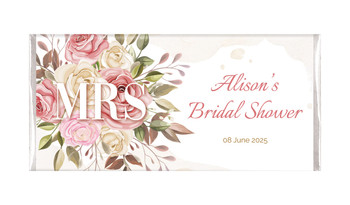 Mrs Floral Personalised Bridal Shower Chocolate Bar