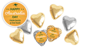 Green & Gold Australia Day Personalised Foil Chocolate Hearts
