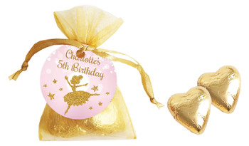 Golden Ballerina Birthday Personalised Organza Bag In Gold