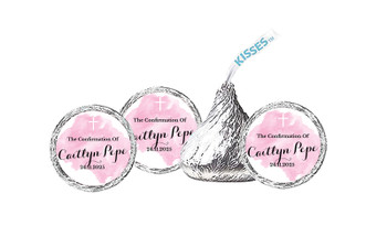 A Splash Of Watercolour Pink Confirmation Personalised Hersheys Kisses