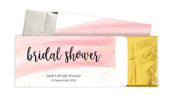Pink Watercolour Bridal Shower Personalised Chocolate Bar In A Box