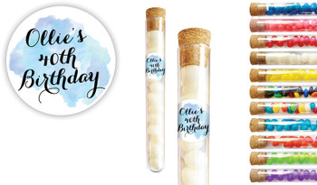 A Splash Of Water Colour Blue Personalised Birthday Test Tubes