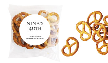 Right Aligned White Personalised Bag Of Pretzels